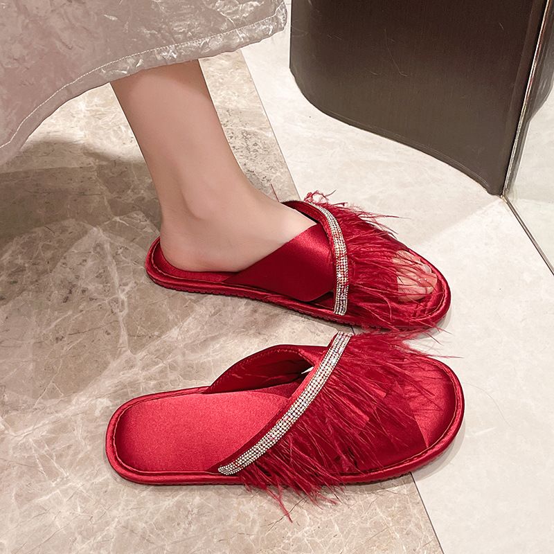 New Flat Slippers Internet Celebrity French Style One-Strap Summer Fairy Fluffy Open-Toe Sandals For Women_voghion.com