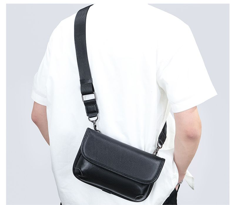 echtem Leder, coole Herrentasche, trendige One-Shoulder-Tigerkopftasche, Umhängetasche aus Rindsleder_voghion.com