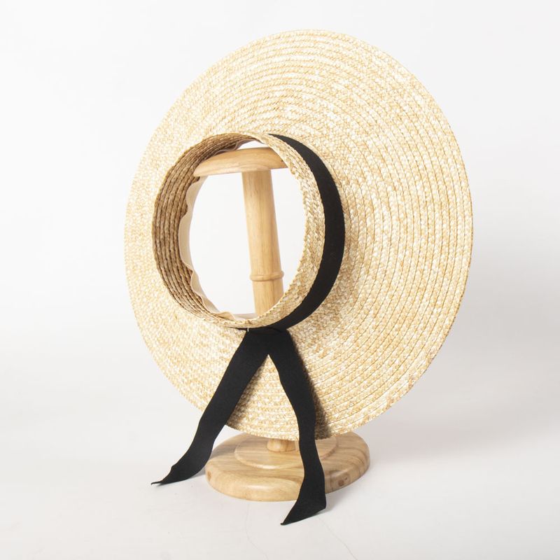 Mode Vrouwen Zon Brede Rand Geen Top Reis Strand Hoed Parels Band Vizier Zomer Hoeden_voghion.com