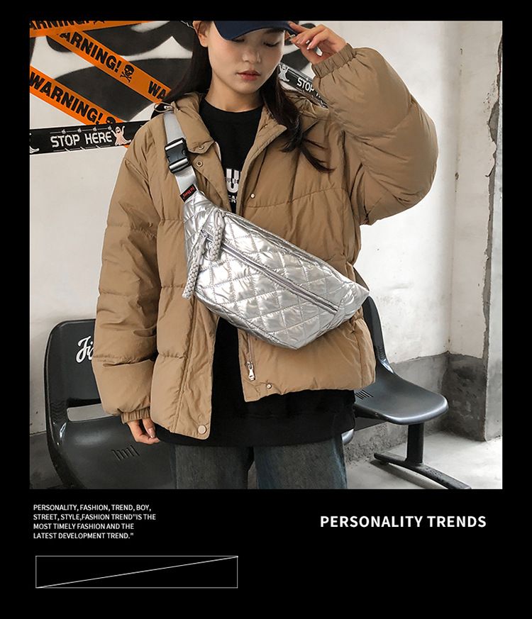 Winter New Women's Waist Bag Large Capacity Cotton Coat Crossbody Bag Fashion Waist Bag Diamond Embroidery Couple Chest Bag_voghion.com