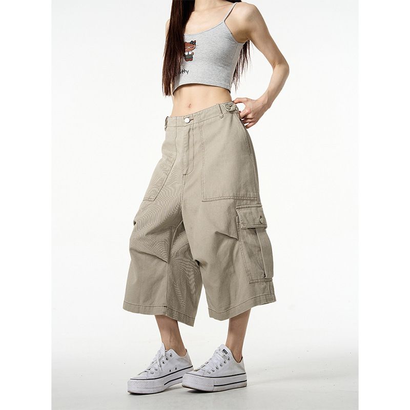 Premium Products Cleanfit Shorts With Multiple Pockets And Seven Quarter Length Pants For Men, American Style Loose, High-end, Wide Leg_voghion.com