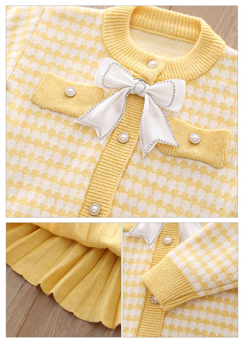 Version coréenne d'un petit pull de style parfumé pour fille de 4 ans, ensemble jupe cardigan, trésor pour fille de 5 ans, style occidental_voghion.com