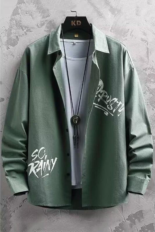 Camicia unisex oversize effetto lino – Top a maniche lunghe minimalista dalla vestibilità ampia per streetwear e abbigliamento quotidiano (nero/verde/kaki)_voghion.com