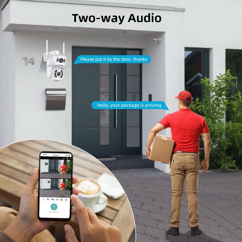 XiongMai Icsee PTZ-beveiligingscamera met dubbele lens - nachtzicht, draadloze HD WiFi-bewaking, automatische tracking_voghion.com
