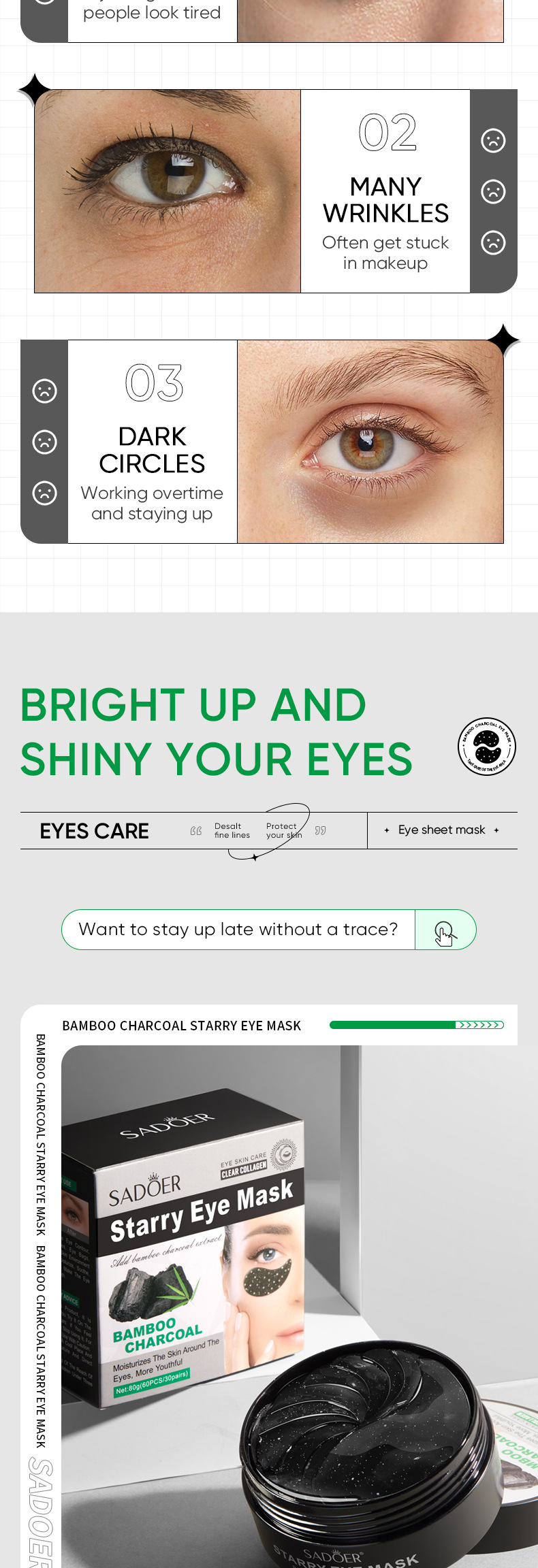 Carbone SADOER Bamboo Starry Sky per illuminare l'ambiente circostante e curare la maschera per gli occhi_voghion.com