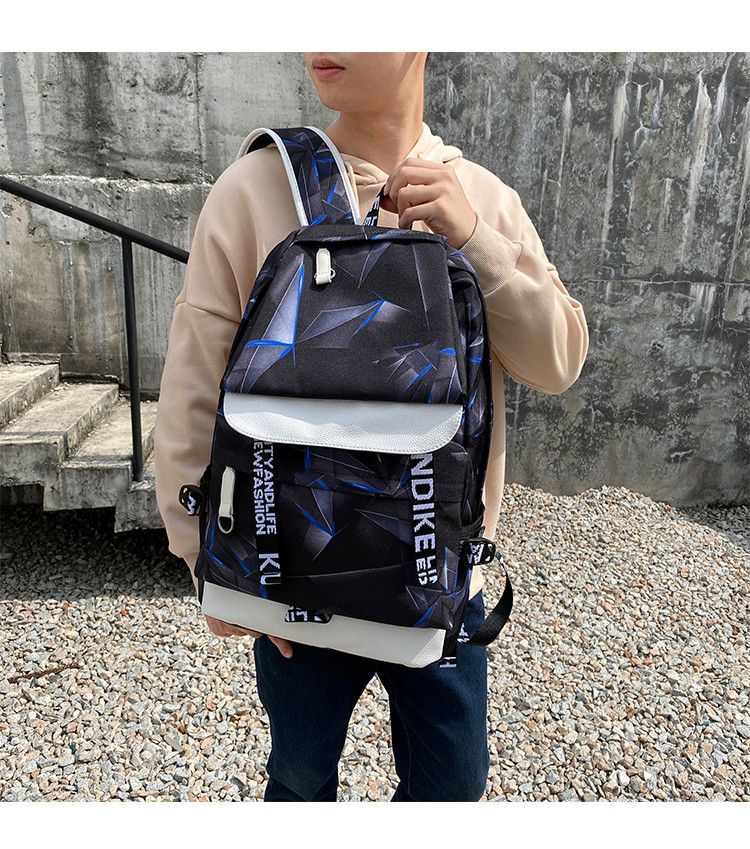2024 New Korean Edition Boys' Travel Ba Personalized Trend Large Capacity Heat Transfer Printing Casual Student_voghion.com