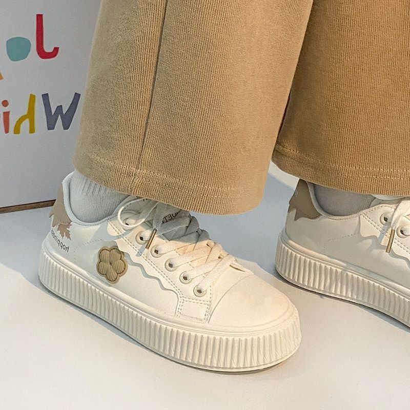 Scarpe bianche abbinate da donna, nuove scarpe bianche traspiranti, versatili, leggere, che aumentano l'altezza delle celebrità di Internet_voghion.com