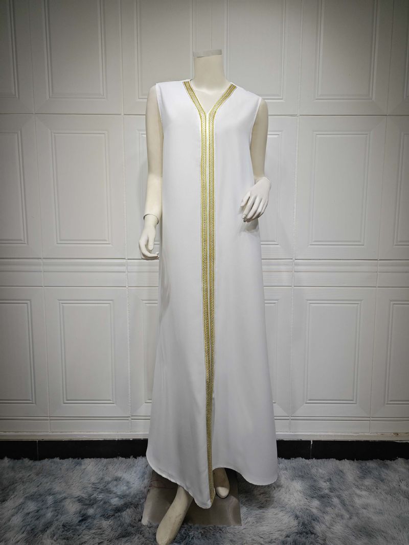 Completo da donna in due pezzi con ricamo a rombi caldi, alla moda, jalabiya saudita con cordino in vita_voghion.com