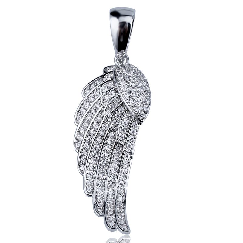 Men's Jewelry Hip Hop Feather Pendant Necklace With Micro-Pave Zirconia And Gold Plating, 24-Inch Twist Chain, Unisex Design_voghion.com
