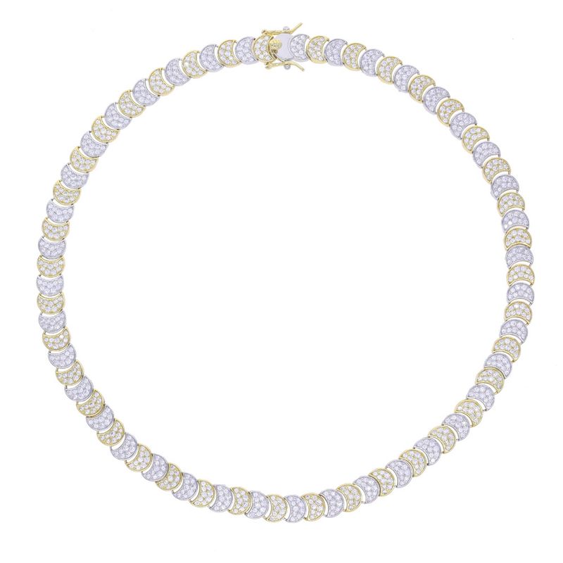 Set di collana e bracciale da donna con zirconi a forma di luna, elegante e brillante stile boho minimalista, catena a strati bicolore in argento e oro, regalo per lei_voghion.com