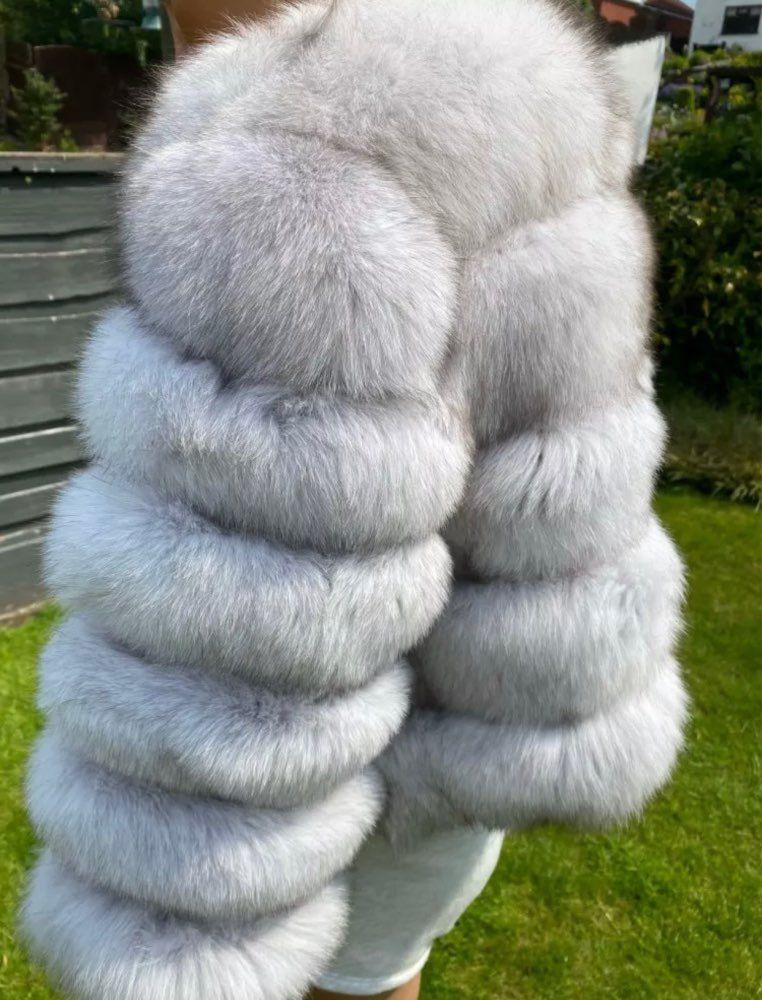 Luxury Fox Fur Coat Women's Winter Fashion Outerwear Short Jacket With Natural Fox Fur Trim, Elegant And Warm, Multiple Colors Available_voghion.com