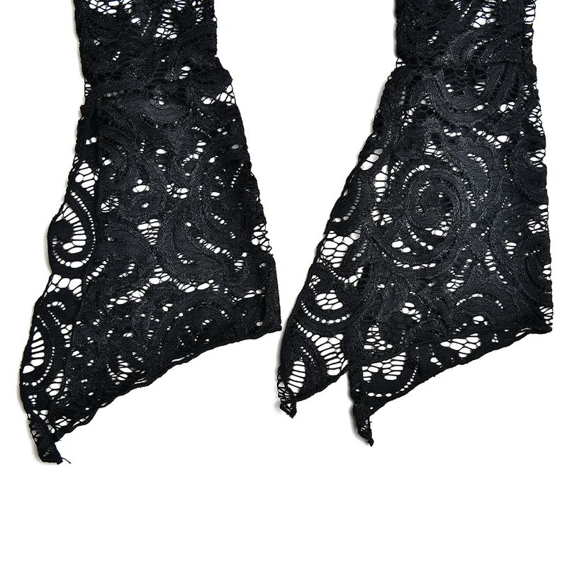 Women's Clothing Spring And Summer New Hot Girl Pure Lust Style Tops Sexy Slim Lace V Neck Trumpet Sleeves_voghion.com