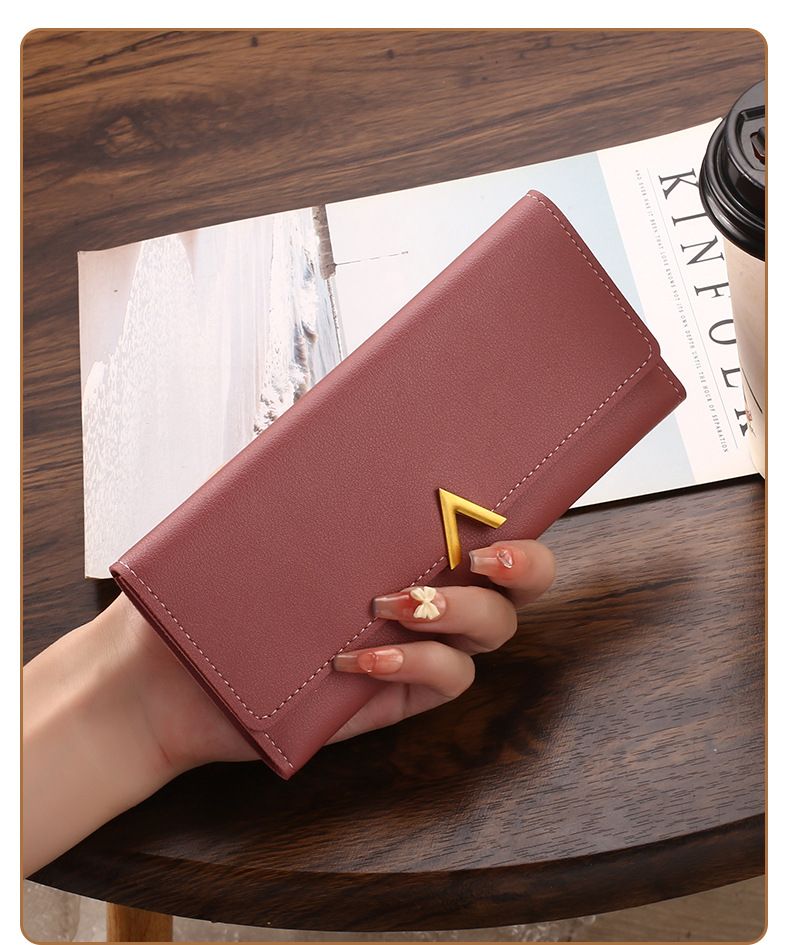 Women's Bags New Women's Long Wallet, Color Block Simple Clutch Bag, Multifunctional Zipper Coin Clip_voghion.com