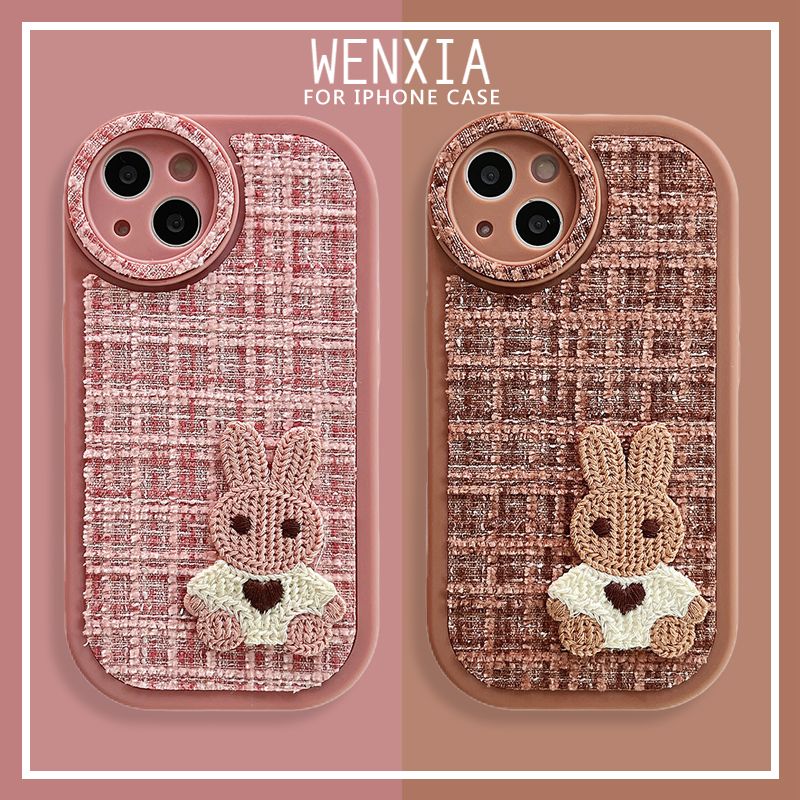 Roztomilý kreslený králík 3D vlněný měkký silikonový kryt pro iPhone 11 12 13 14 Pro Max X XS XR Plus chránič objektivu_voghion.com