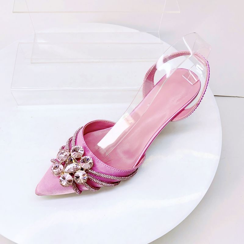 Pointed High Heels Women's Shoes With Stiletto Heels And Rhinestones, Wedding Party Sandals And Bag_voghion.com
