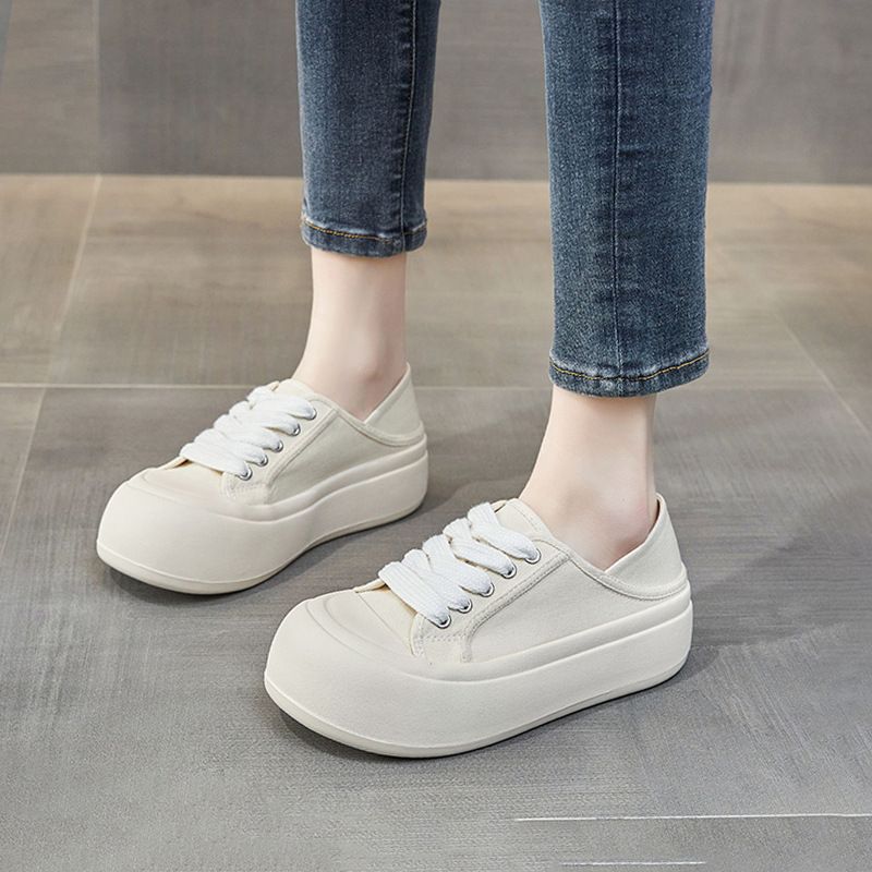 Rote Segeltuchschuhe 2025 Herbst/Winter Neue Freizeitschuhe mit dicker Sohle Stilvolle, vielseitige Turnschuhe_voghion.com