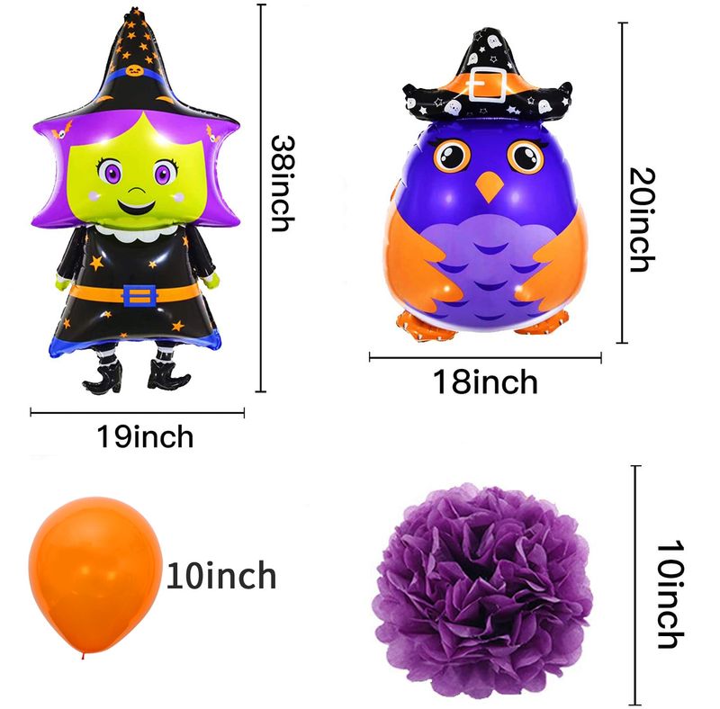 Set di palloncini con lettere BOO per Halloween - Palloncini in foil a forma di zucca, gufo e gatto viola e nero da 16 pollici per decorazioni per feste, vendita all'ingrosso_voghion.com