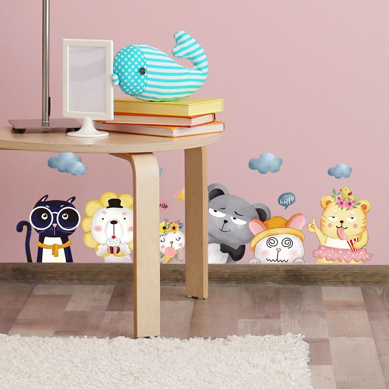 Cartoon 6 cats and tigers PVC frosted JS-N children's room kindergarten decoration wall stickers_voghion.com