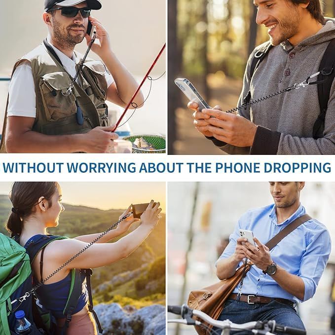 Phone Lanyard Tether With Patch, Universal Stretchy Straps And Phone Case Anchor For Anti-drop Outdoor Skiing Hiking Cycling Climbing Compatible For IPhone Samsung Pixel Most Smartphones_voghion.com