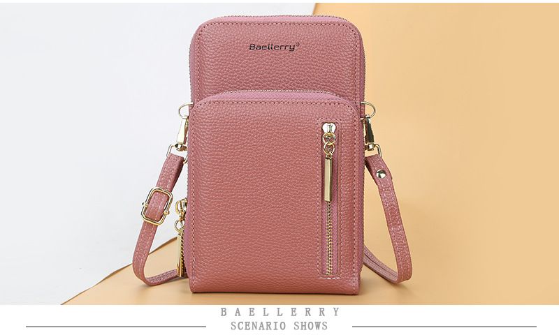 Shoulder Bag Fashionable and Versatile Zipper Vertical Double-layer Mobile Phone Bag Anti-theft Small Square Bag for Shopping and Dating Baellerry_voghion.com