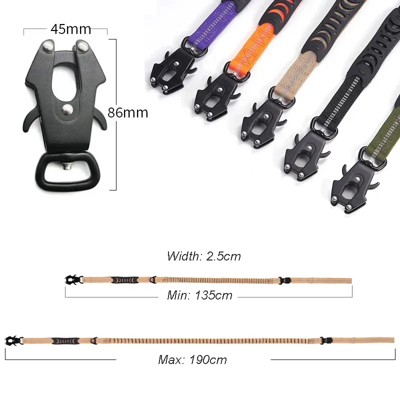 Tactische militaire reflecterende hondenriem, superkrachtige bungee, trekvaste riem voor grote honden, schokabsorberende hondenriem van PawParty Store_voghion.com