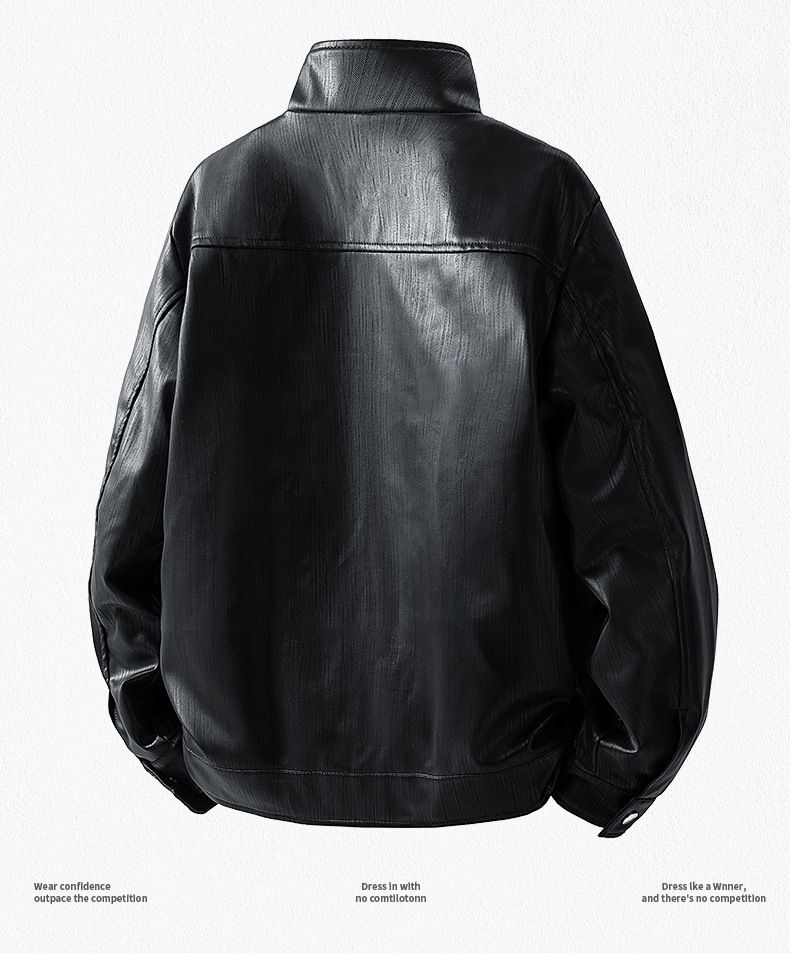 Herren-Retro-Harrington-Jacke – Vintage-Bomberjacke aus PU-Leder mit Stehkragen (M-3XL, entspannte Passform, leicht, Oliv/Schwarz/Hellbraun)_voghion.com