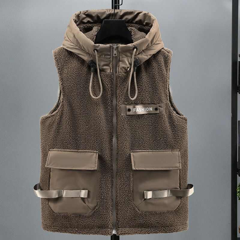 Winter Neue Große Größe Mode Jugend Baumwolle männer Warme Ärmellose Jacke Shearling Trendy Marke Weste_voghion.com