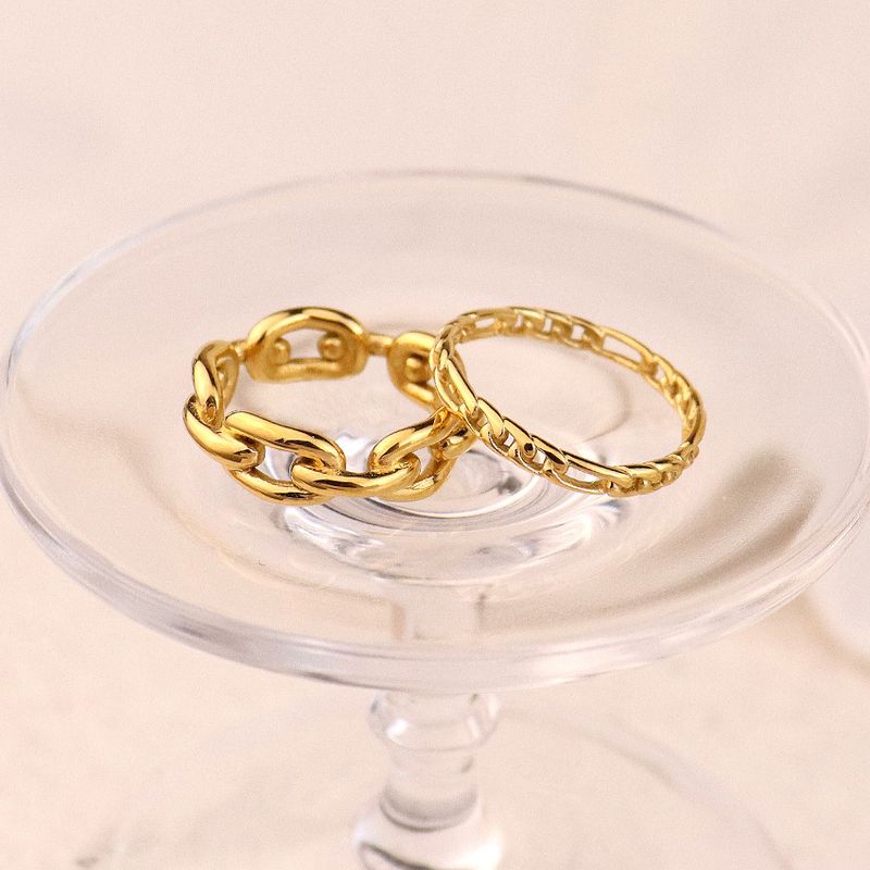 Women's Jewelry Simple And Generous Titanium Steel Ring Hollow Chain Titanium Steel Ring Female Ins Personality Retro Simple Cold Style_voghion.com