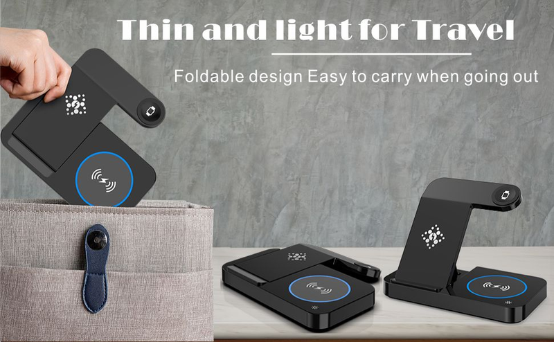 Wireless Charger Stand, 4 In 1 Wireless Charging Station Fir iPhone/14/13/12/11Pro Samsung Galaxy S22/S21 Series Telefon_voghion.com