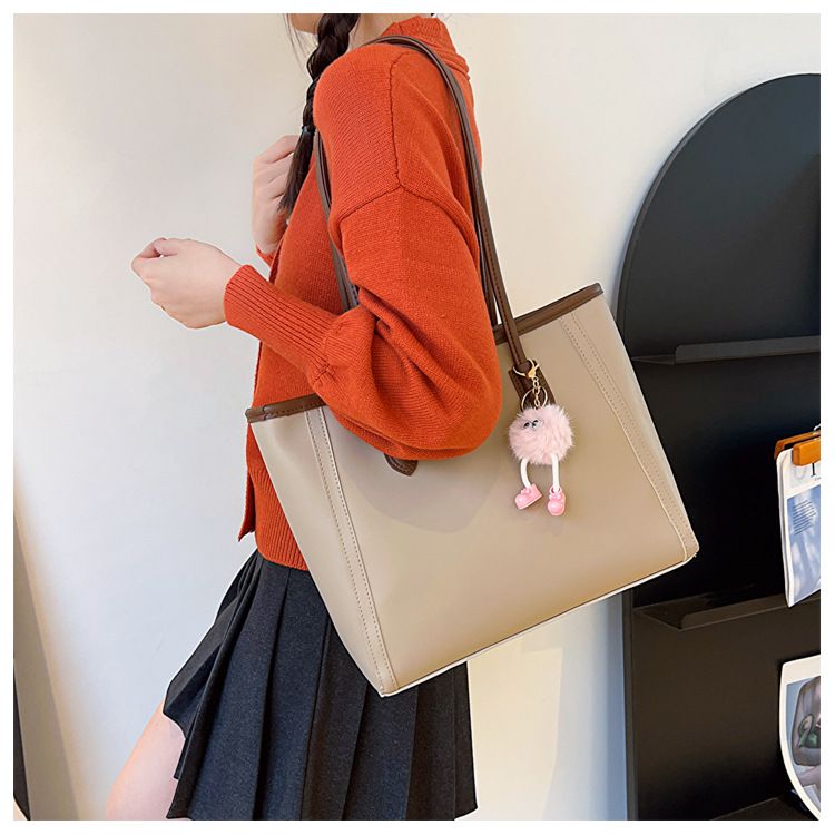 Elegante borsa tote da pendolare - Borsa a tracolla versatile per donna, borsa a secchiello in morbida pelle PU con tracolla staccabile, borsa alla moda per il lavoro_voghion.com
