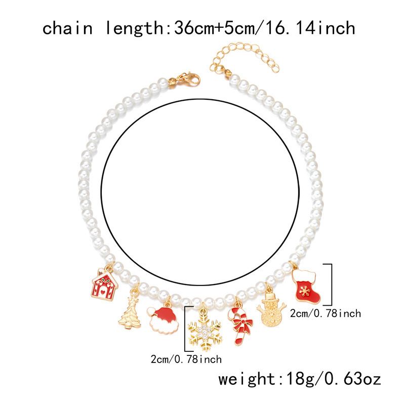 Collana di perline con ciondolo di caramelle, piccolo pupazzo di neve, biscotto europeo e americano, regalo_voghion.com