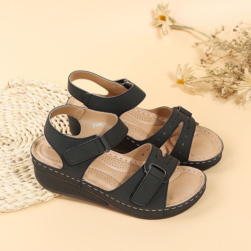 Nuovi sandali stile romano con bocca di pesce grandi casual 2024 Capispalla da donna in velcro Shake Line Shoes_voghion.com