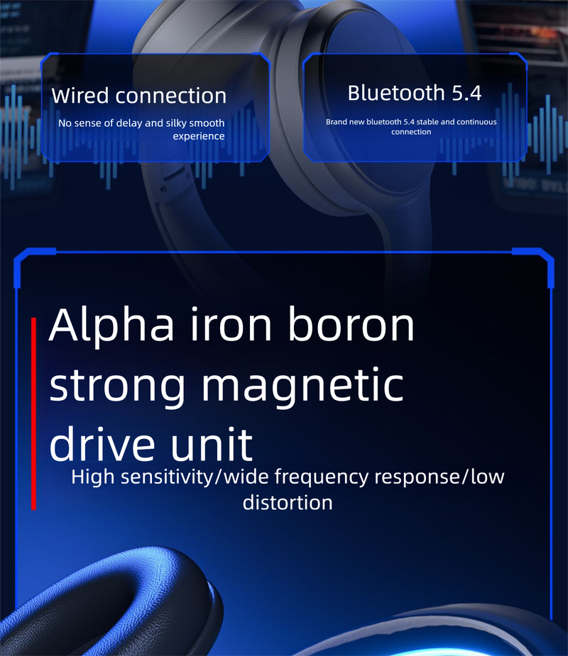 Cuffie Bluetooth Wolf Spider G1 over-ear con doppia modalità di posizionamento del suono e microfono per giochi FPS e corsa_voghion.com