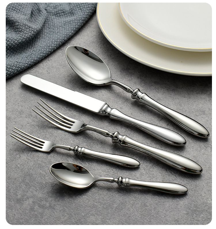 304 Stainless Steel Cutlery Set - Vintage Retro Knife Fork Spoon Full Set For Steak & Dessert - Minimalist Western Dining Utensils_voghion.com