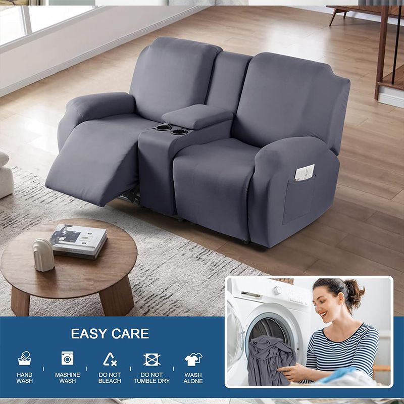 Fodera per poltrona massaggiante in seta di latte, fodera elastica per poltrona reclinabile elettrica all-inclusive con portabicchieri, fodera per divano consolle centrale_voghion.com