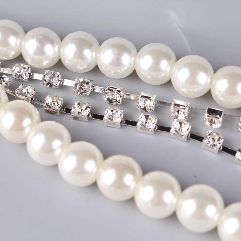 Nuova catena di perle Moda versatile cinturino elastico elastico Catena con clip Cinturino elastico coreano ad alto aspetto_voghion.com