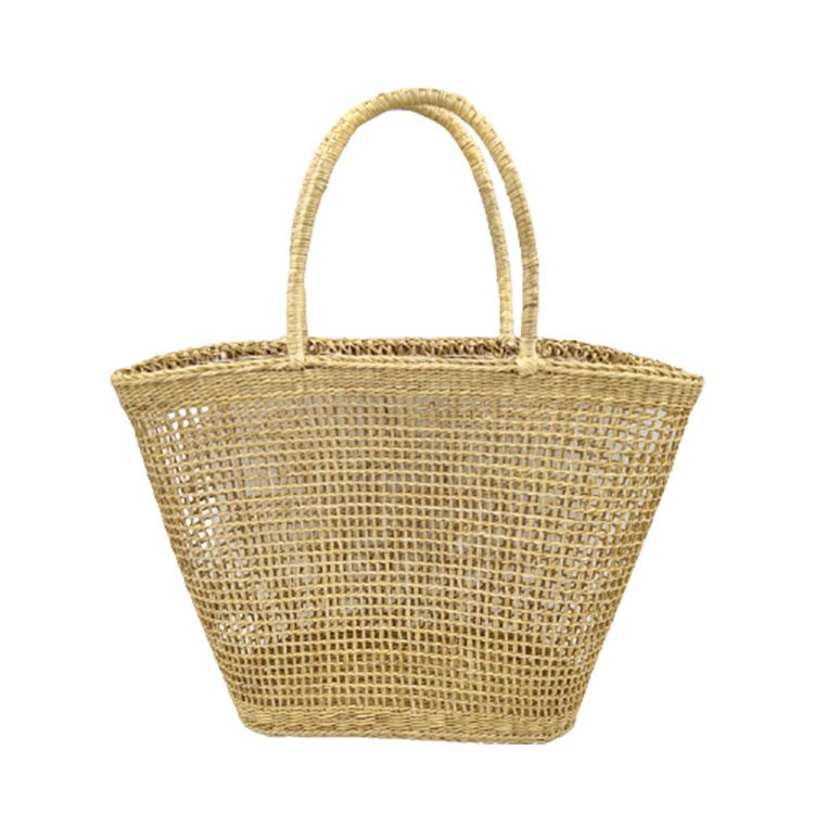New Style Mesh Pattern Straw Casual Handbag For Women Beach Bag Straight_voghion.com