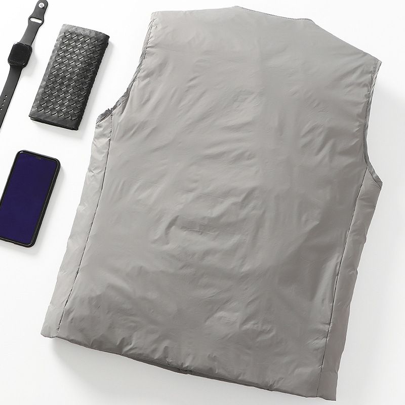 Gilet sans manches léger en duvet de canard blanc, col rond, grande taille, collection automne-hiver transfrontalière. Tendance_voghion.com