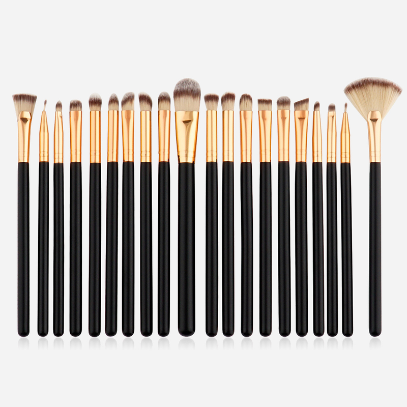 Make-up-Pinselset mit 20 schwarzen, dreifarbigen Haarqualitäten_voghion.com