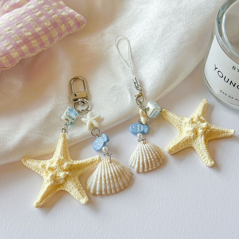 Schlüsselanhänger mit Muscheldekor, Seestern, Handyanhänger, Taschenaccessoire_voghion.com