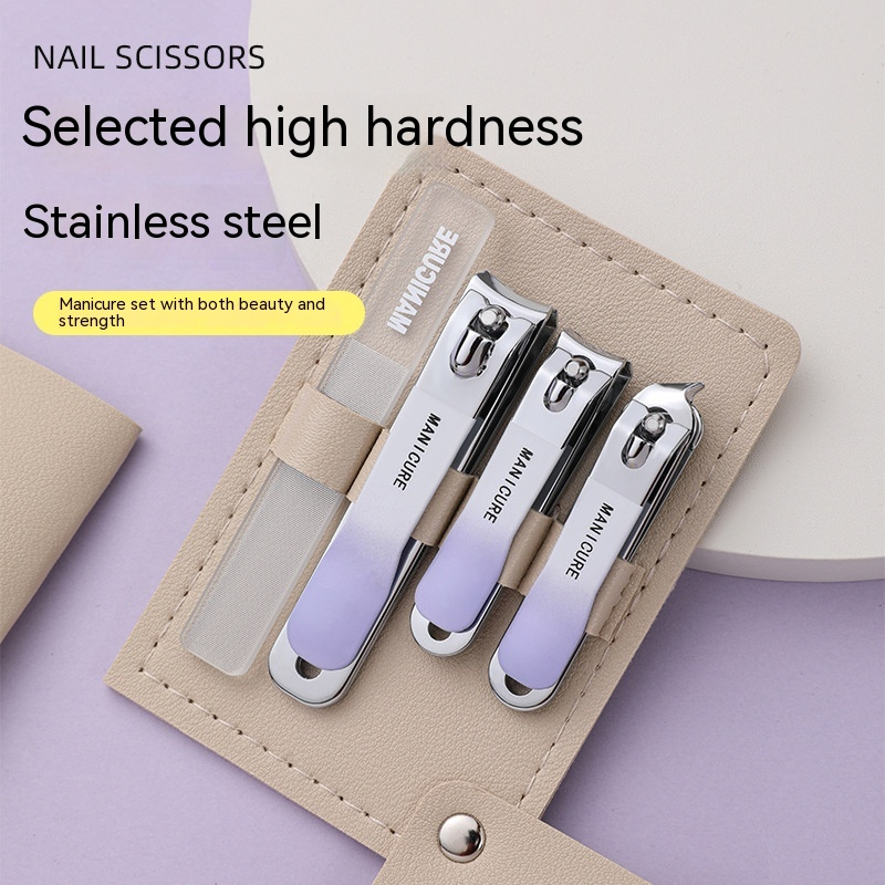 Set tagliaunghie portatile con tagliaunghie a colori sfumati, riparazione unghie e piedi in acciaio inossidabile, lima per unghie professionale e kit per nail art_voghion.com