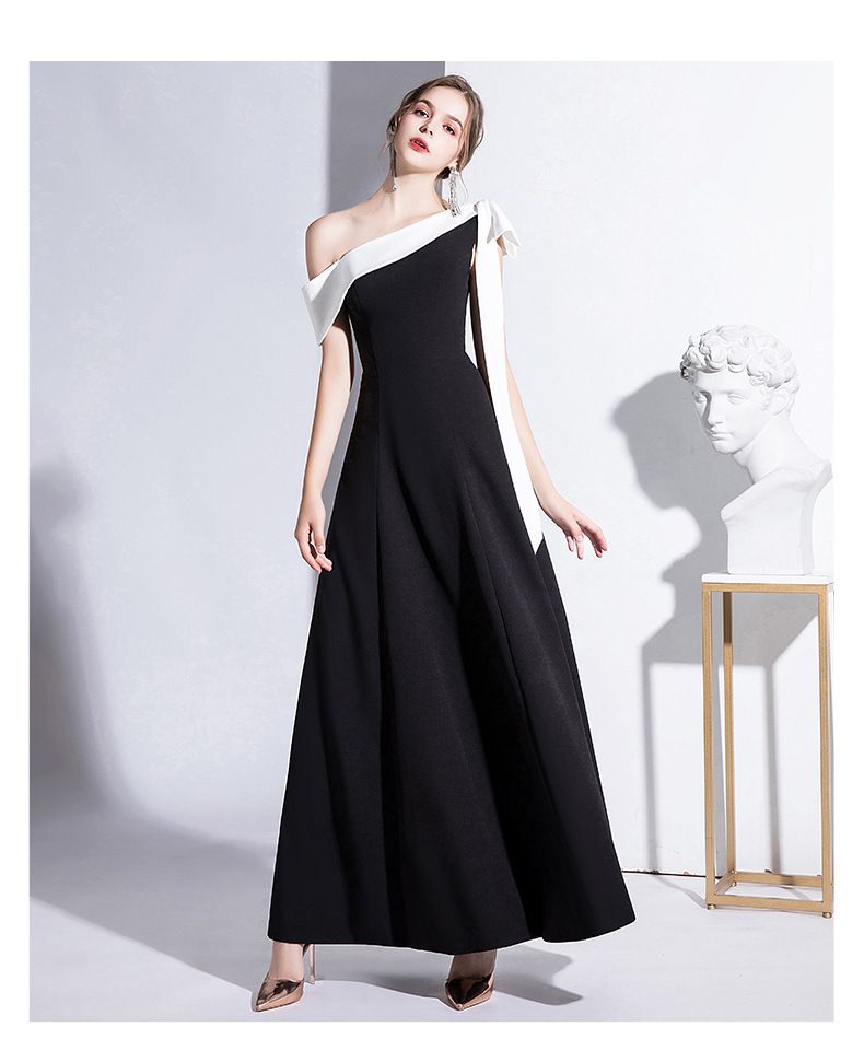 Women's Clothing Autumn New One Shoulder Celebrity Temperament Banquet Dress Slim Long Daily Dress_voghion.com