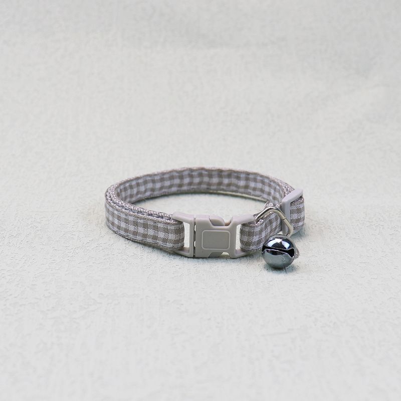 Collier pour chien et chat tissé coloré, petit format, décontracté, à carreaux, avec clochette et anneau_voghion.com