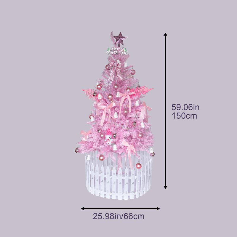 5FT Christmas Tree with Pink Lights and Decorations_voghion.com