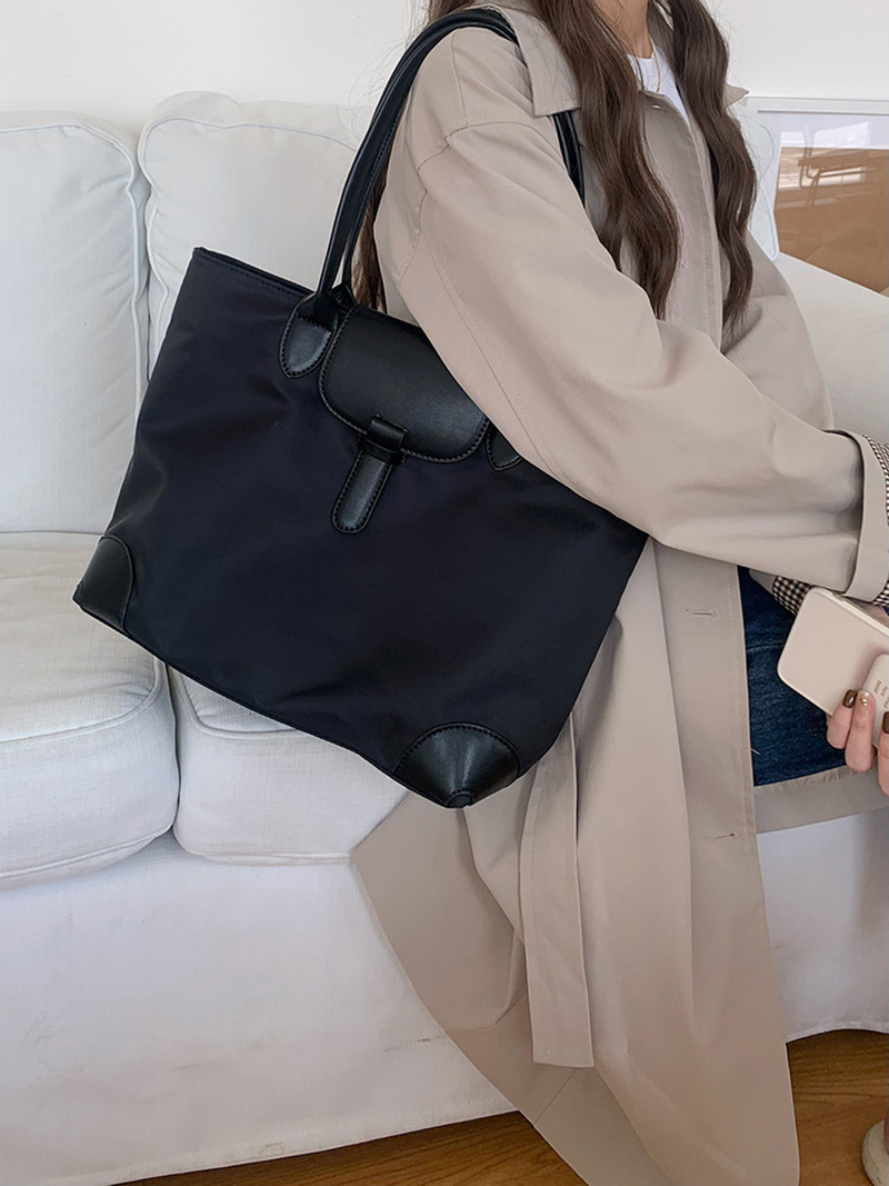 Women's Crossbody Bags Tote Bag, Women's Large-capacity Handbag, Contrasting Color Nylon Canvas Casual Commuting Single-shoulder Bag_voghion.com