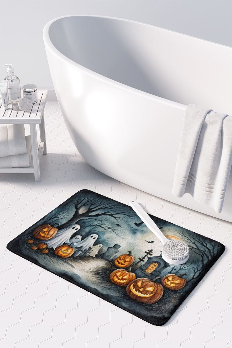 Ghosts Spooky Halloween Memory Foam Kitchen Mat Machine Washable Anti-Fatigue Mat Cushion Comfort Bath Mat Or Kitchen Rug_voghion.com