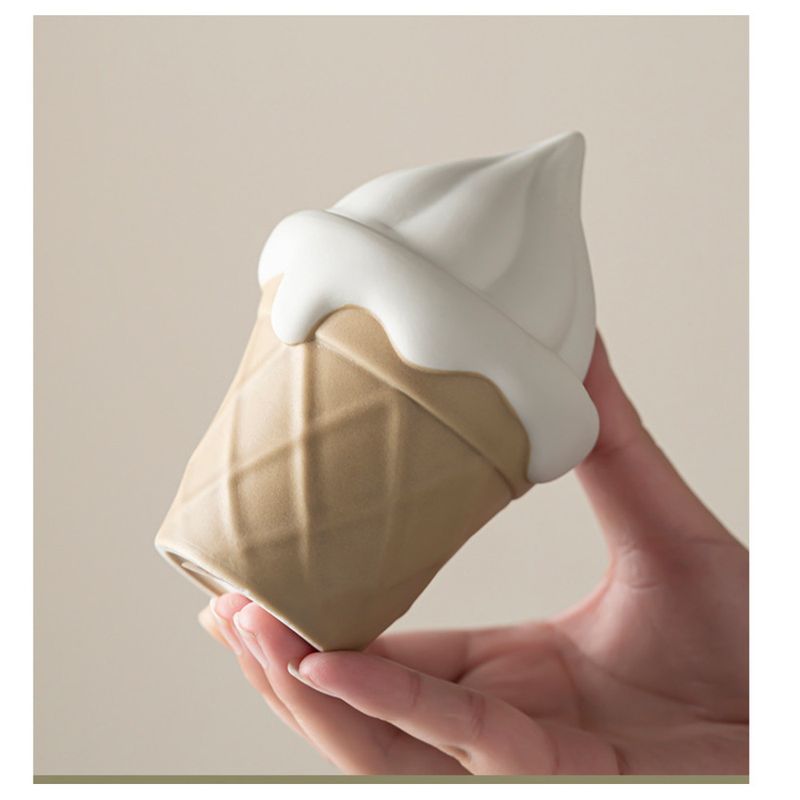 Aromatherapy Empty Cup With Lid Ceramic Candle Container Ornament Creative Gift Home Ice Cream Shape_voghion.com