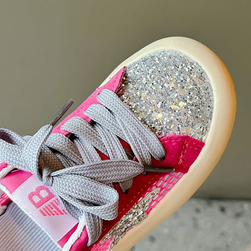 Scarpe per bambini con paillettes, comode, antiscivolo, leggere, versatili, casual, in rete, traspiranti_voghion.com