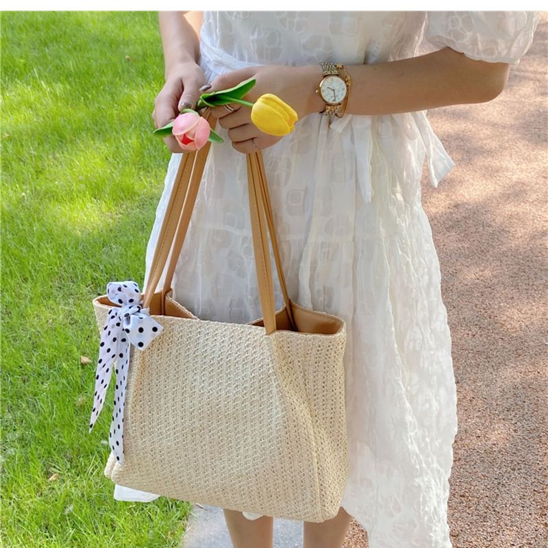 Fairy Large Capacity Summer Instagram Grass Weaving Beach Versatile One Shoulder Handheld Holiday Tote Bag Girl_voghion.com