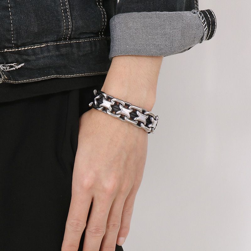 Men's Stainless Steel Bracelet With Vintage Chain Design - Punk Style Titanium Steel Cuff For Bold And Edgy Look - Sizes 10mm-20mm_voghion.com